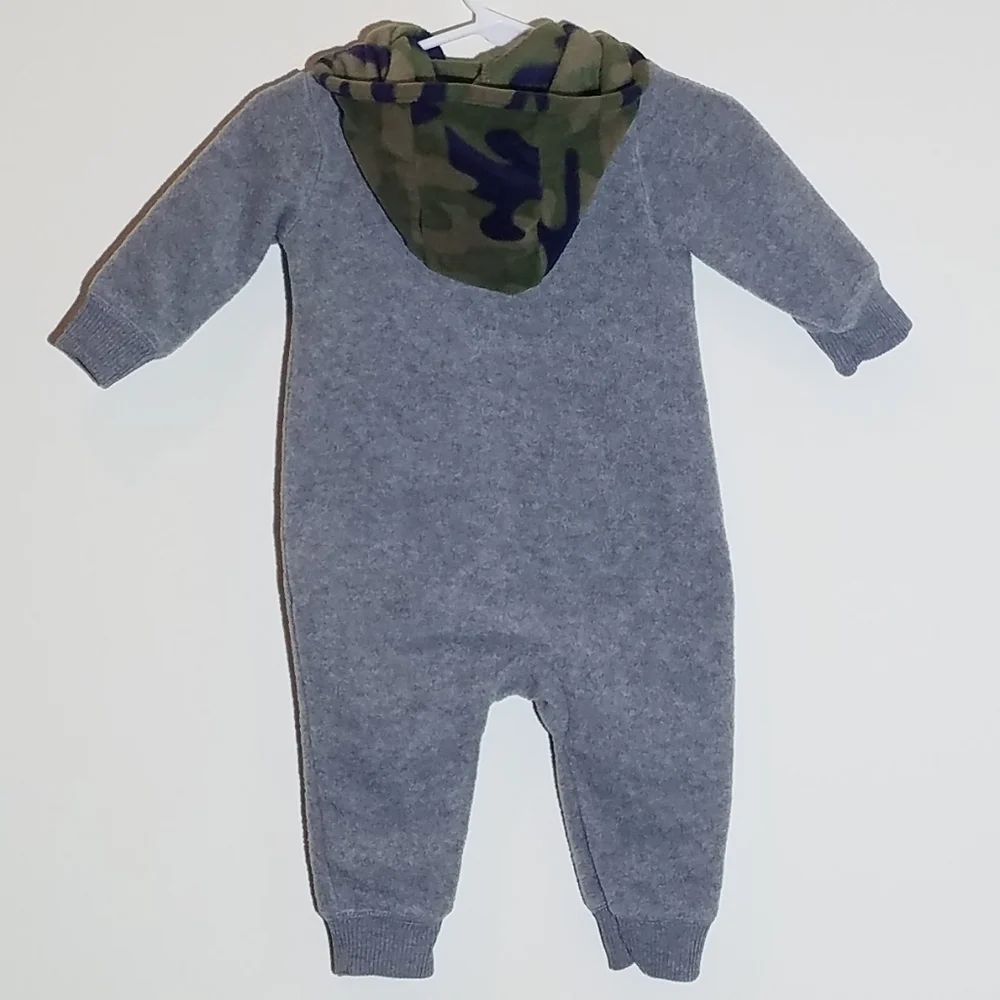 Carter's Fleece Camouflage Dinosaur Romper Hood 6m
